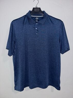 Haggar Men's XL Blue Solid Polo Shirt Short Sleeve Collared Button
